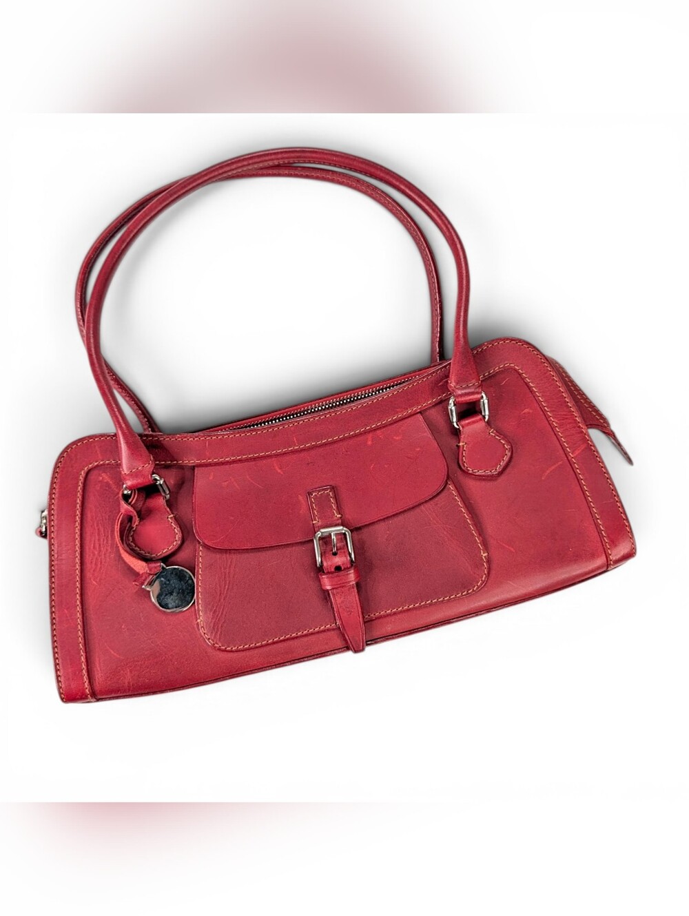 Dooney & Bourke Red Leather Purse Satchel Shoulder Bag Vintage Italy Italian Y2K - Picture 2 of 10